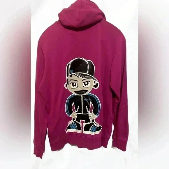 Adidas vintage oversized print purple casual LS front zipper hoodie L - Picture 2 of 4